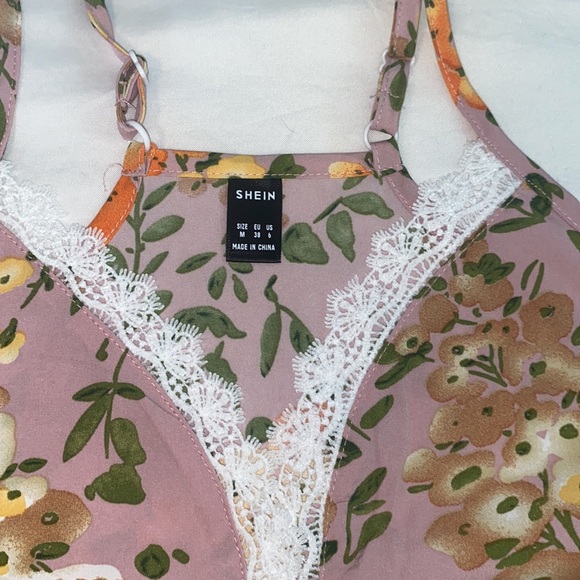 New 🌟 SHEIN Mauve Floral Lace Camisole Tank Medium - Picture 7 of 11